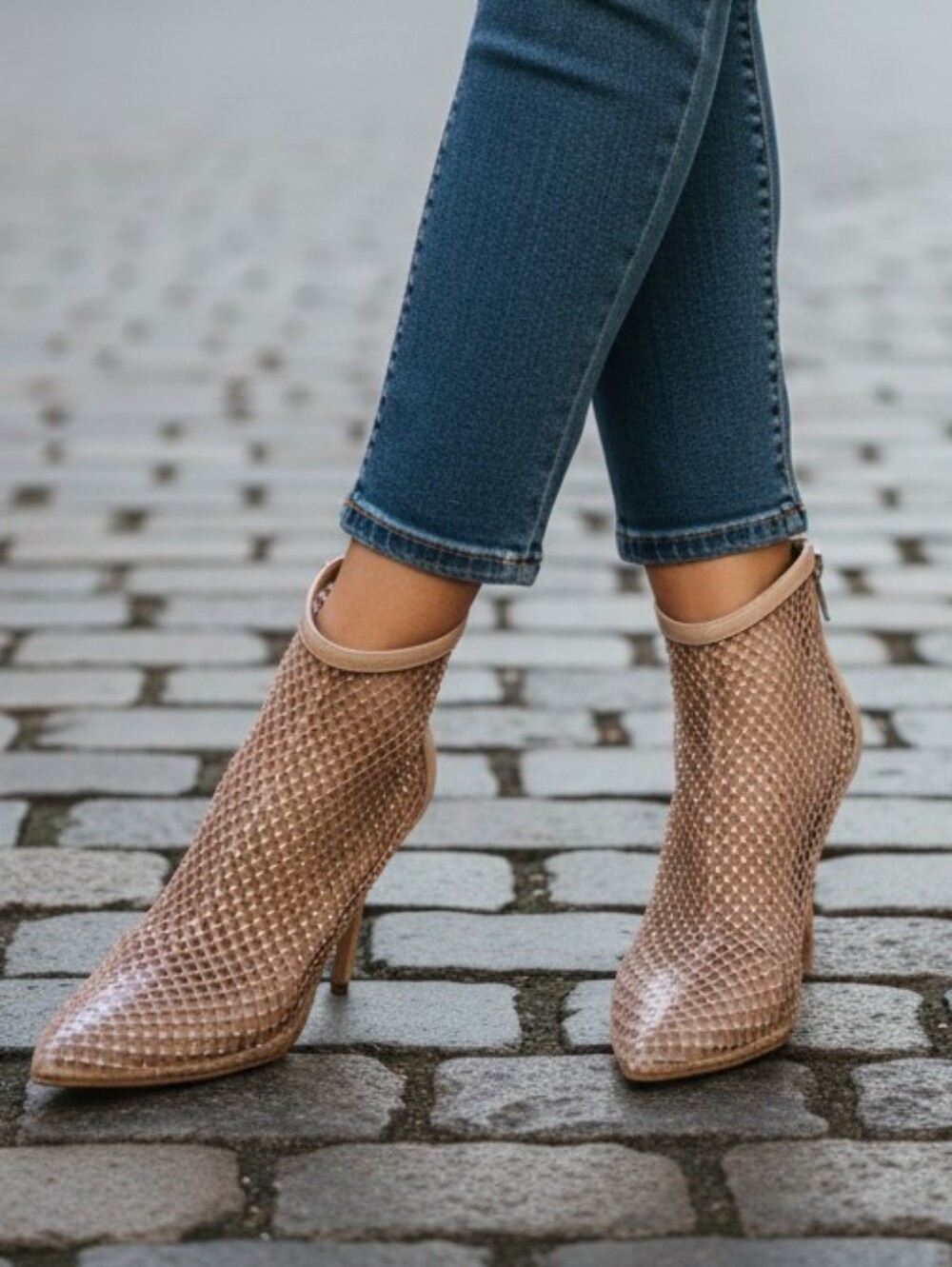 Charles David Woven Beige Ankle Booties